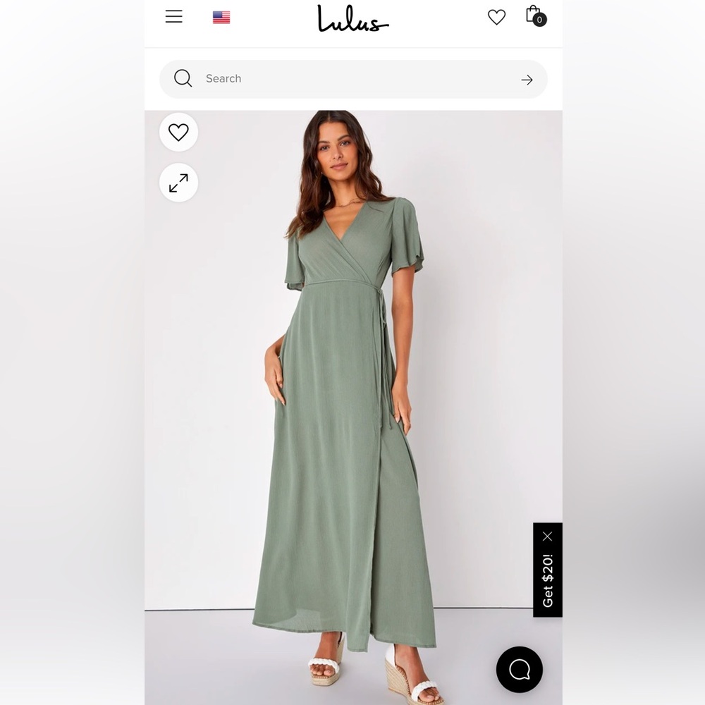 Lulus Much Obliged Wrap Dress Olive Green - size M